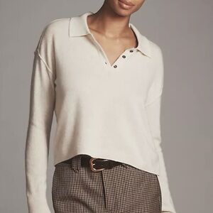 The Jensen Cashmere Crop Polo Sweater by Pilcro